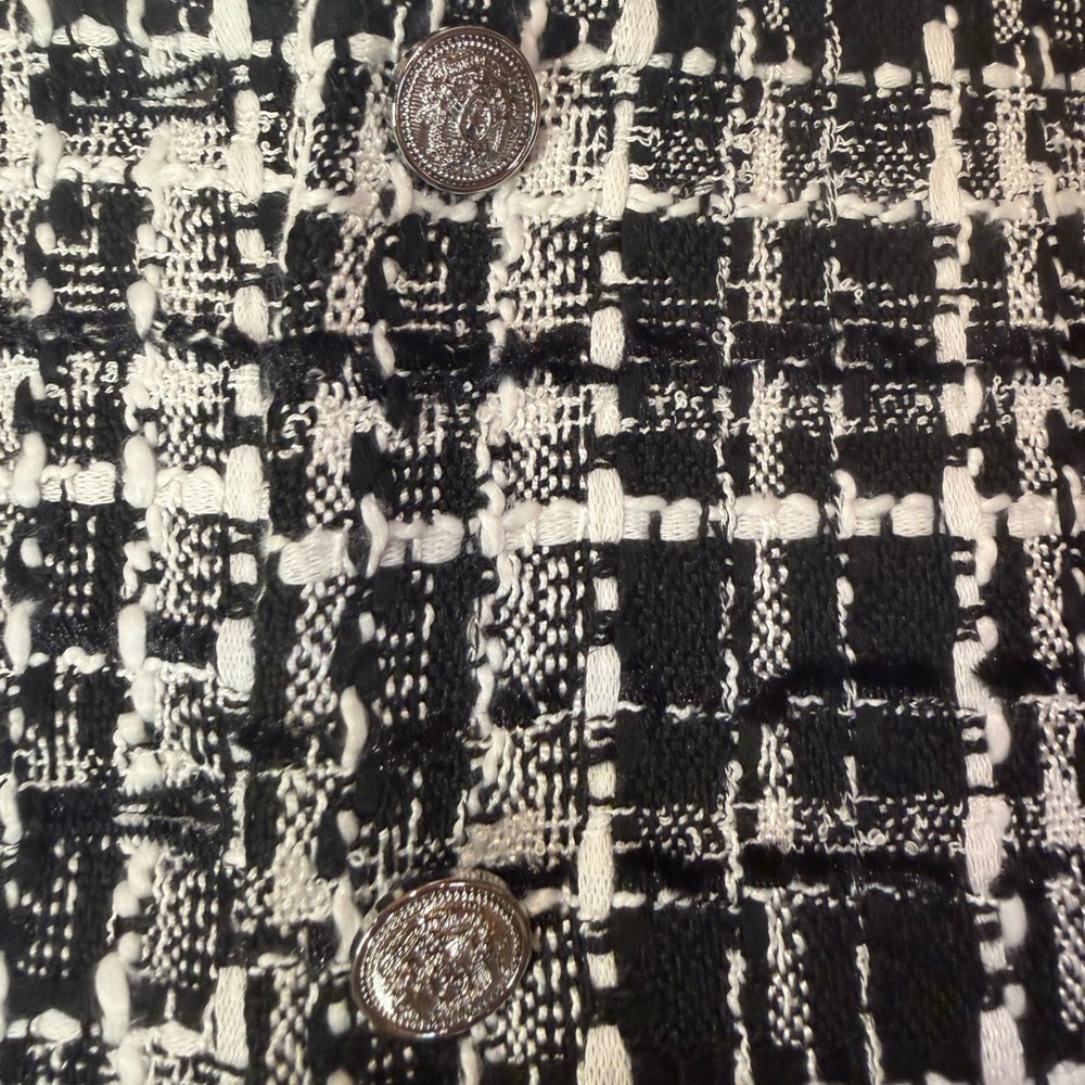 H&M Monochrome Tweed Cropped Blazer XL w Front Pockets - Picture 3 of 6